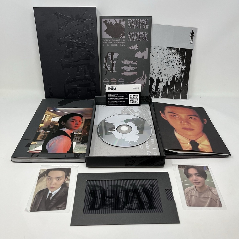 Agust D D-DAY Album Box Set CD Photobook SUGA BTS Both Photocards Scanned Card